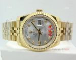 High Quality Replica Diamond Rolex Day Date 34mm Watch - Yellow Gold Jubilee Silver Dial